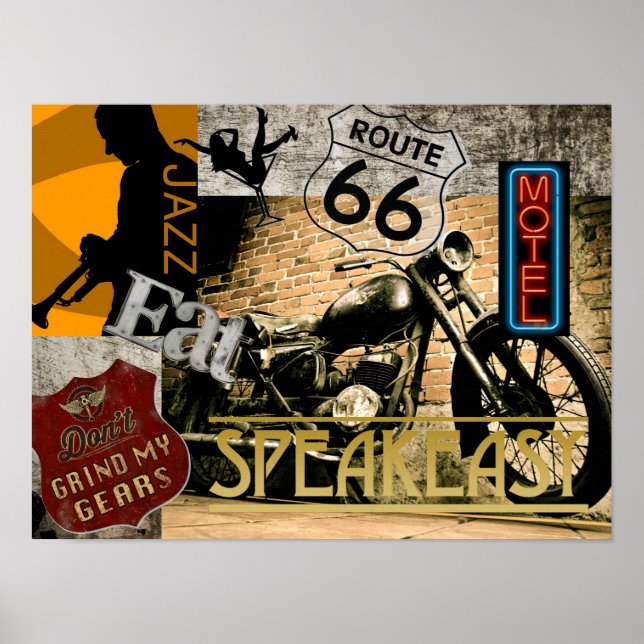 Vintage Route 66 Speakeasy Poster (Front)