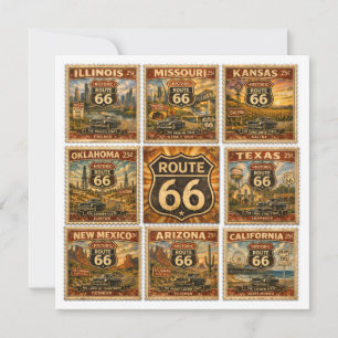 Vintage Route 66 State Stamp Collection