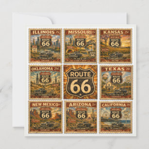 Vintage Route 66 State Stamp Stationery