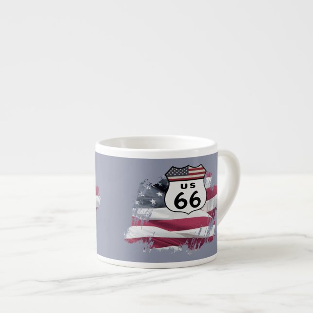 Vintage Route US 66 Espresso Cup (Front Right)