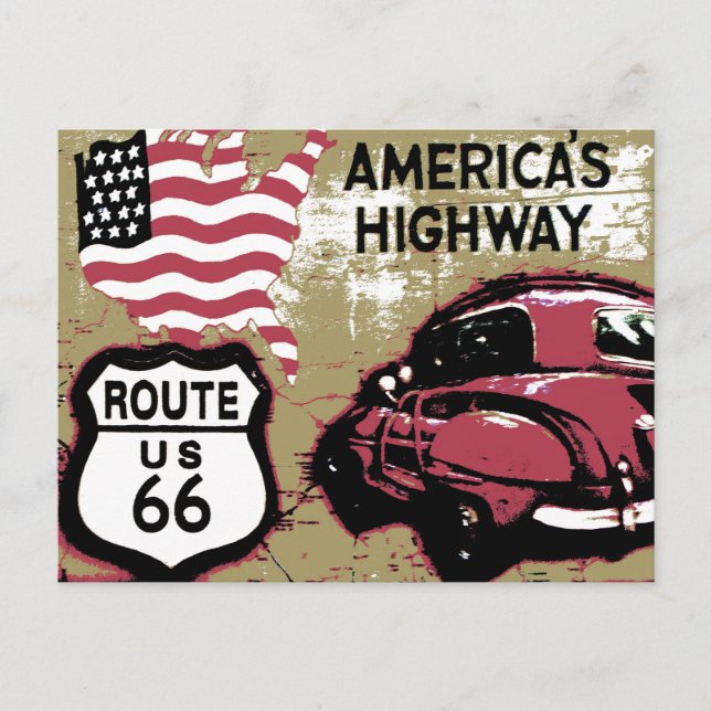 Vintage Route US 66 Postcard (Front)