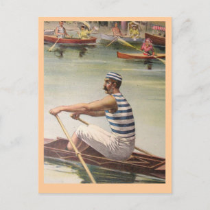 Vintage rower poster postcard