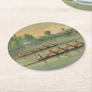 Vintage Rowers Crew Race Boat Race Round Paper Coaster