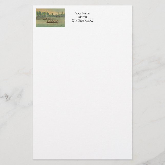 Vintage Rowers Crew Race Boat Race Stationery (Front)