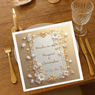 Vintage Royal Baroque Wedding Antique Golden Frame Napkin