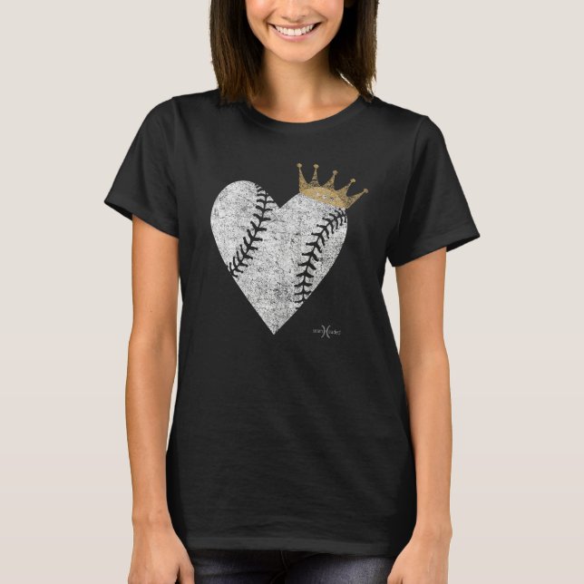 Vintage Royal Baseball Heart With Crown T-Shirt (Front)
