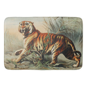 Vintage Royal Bengal Tiger Naturalist Art Print Bath Mat