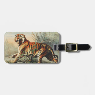 Vintage Royal Bengal Tiger Naturalist Art Print Luggage Tag