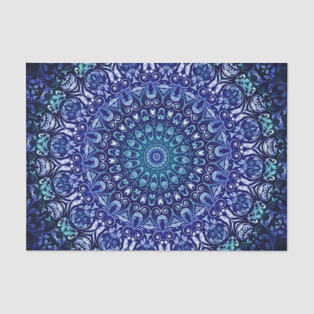 Vintage Royal Blue Floral  Tissue Paper (Front)