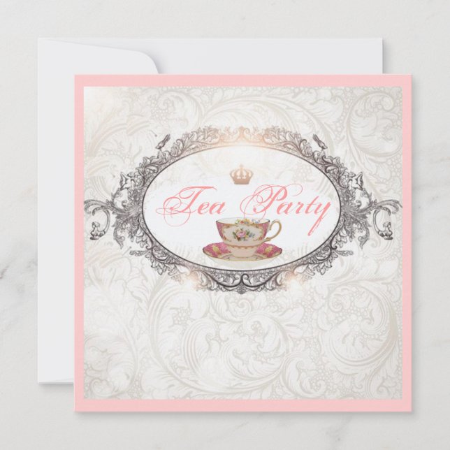 Vintage Royal Bridal Shower Tea Party Invitation (Front)