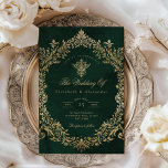 Vintage Royal Emerald Gold Wedding Invitation<br><div class="desc">Vintage Royal Green and Gold Wedding Invitation
Matching items available.</div>
