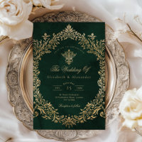 Vintage Royal Emerald Gold Wedding