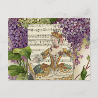 Vintage Royal French Fashion and Lilacs Postcard