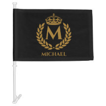 Vintage Royal King Golden Crown Nom initial Noir
