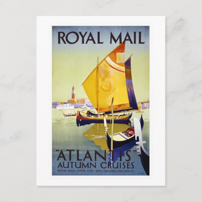 Vintage Royal Mail Atlantis Autumn Cruises Travel  Postcard (Front)