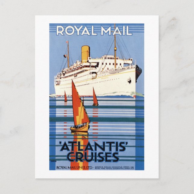 Vintage Royal Mail Atlantis Cruises Postcard (Front)