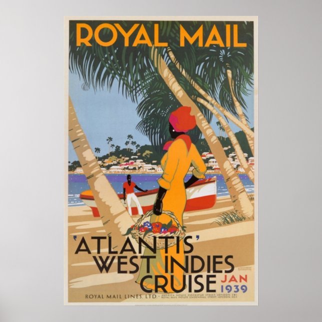 Vintage Royal Mail Cruise Travel Poster (Front)