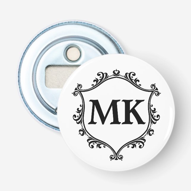 Vintage royal shield personalized name monogram bottle opener (Front)