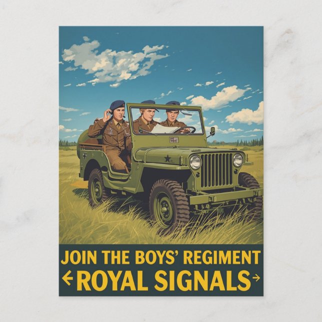 Vintage Royal Signals Recruitment Poster Postcard (Front)