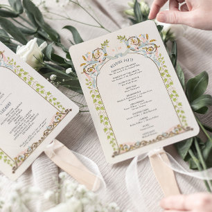 Vintage Royal Wedding Program Card Hand Fan