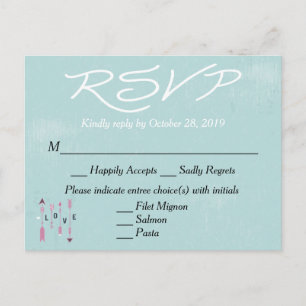 Vintage RSVP Blue Grunge Wedding / Party Postcard