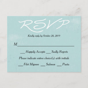 Vintage RSVP Blue Grunge Wedding / Party Postcard