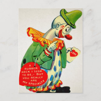 Vintage Rubberneck Clown Valentine Postcard