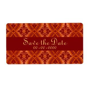 Vintage Ruby Red Damask Designer Label