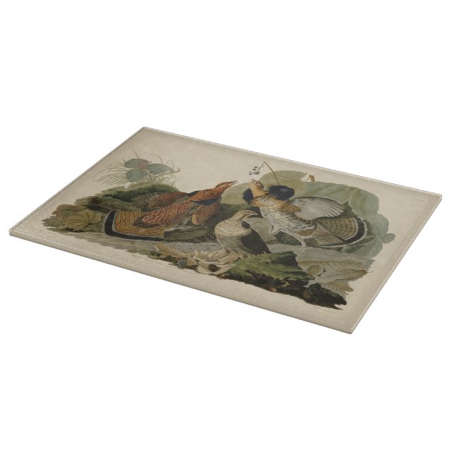 Vintage Ruffed Grouse Audubon Cutting Board (Corner)