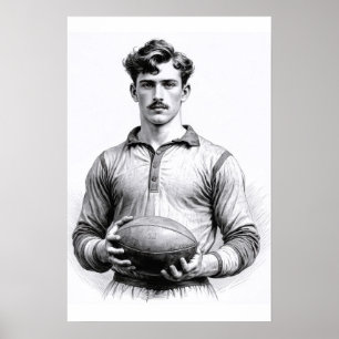 Vintage Rugby Player Poster