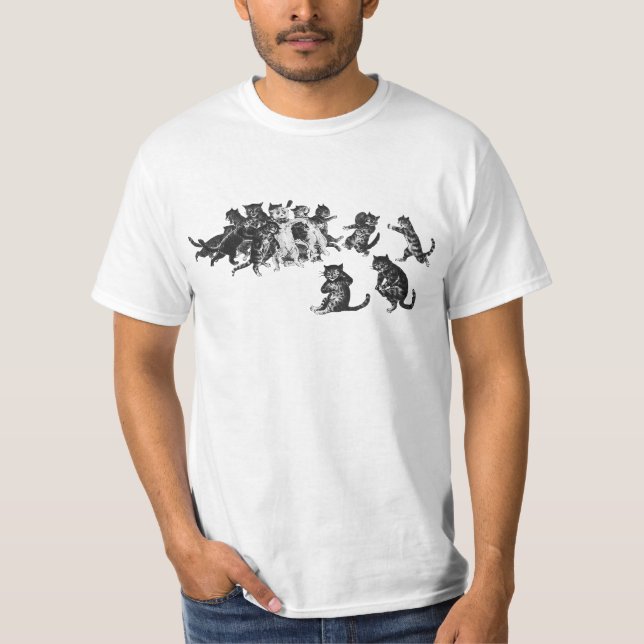 vintage rugby playing cats tshirt (Front)