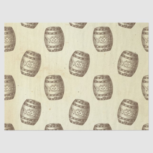 Vintage Rum Barrels on Cream Decoupage Tissue Paper (Front)