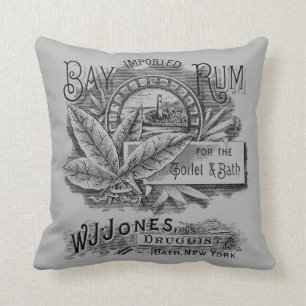 Vintage Rum Label Throw Pillow