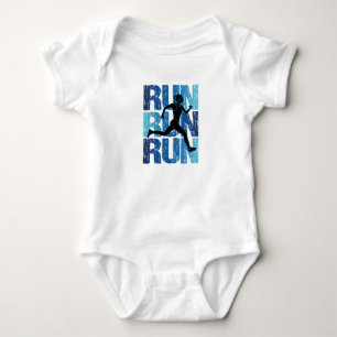 Vintage Runner Girl - Run Run Run Baby Bodysuit