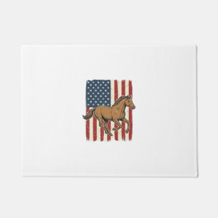 Vintage Running Horse Patriotic Flag Shirt Design_ Doormat