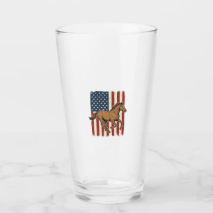 Vintage Running Horse Patriotic Flag Shirt Design_ Glass