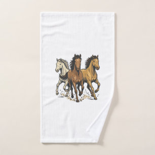 Vintage Running Horses Vector Art Design_1 Hand Towel
