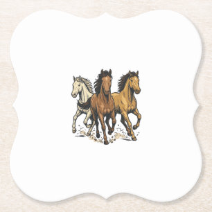 Vintage Running Horses Vector Art Design_1 Paper Coaster