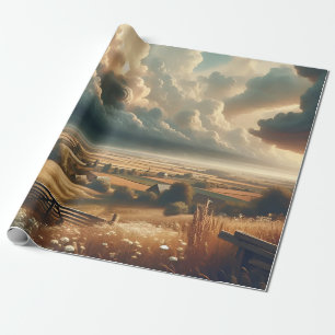 Vintage Rural Landscape Inspiration Wrapping Paper
