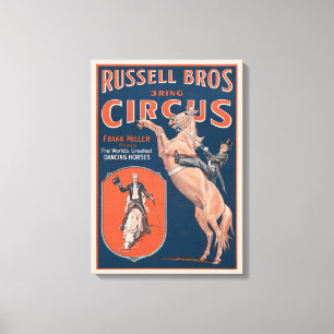 Vintage Russell Brothers Circus Poster. Canvas Print