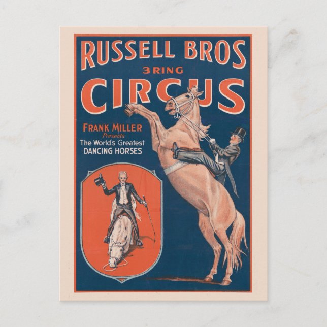 Vintage Russell Brothers Circus Poster. Postcard (Front)