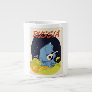 Vintage Russia Bear travel poster Large Coffee Mug