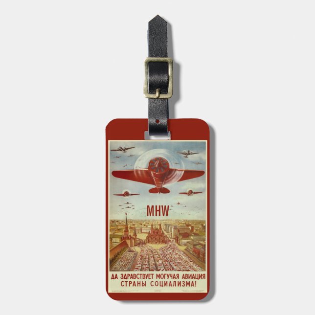 Vintage Russian Aviation custom luggage tag (Front Vertical)
