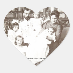 Vintage Russian Photo "Imperator Nikolay 2" Heart Sticker