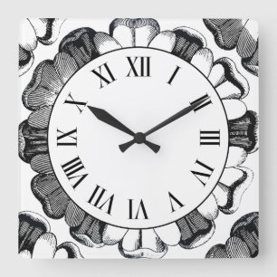 Vintage Russian Rose Motif Wall Clock