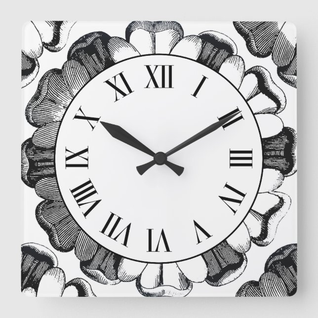 Vintage Russian Rose Motif Wall Clock (Front)