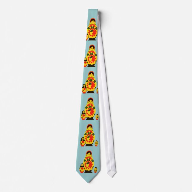 Vintage Russian Russia Chic Matryoshka Doll Tie (Front)