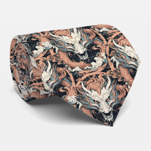 Vintage Rust and Jade Colored Chinese Dragon Tie