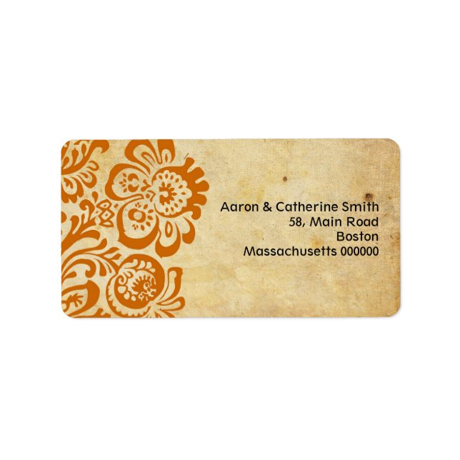 Vintage Rust Floral Wedding Address Labels (Front)