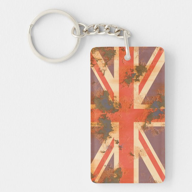 Vintage Rusted United Kingdom Flag Keychain (Front)